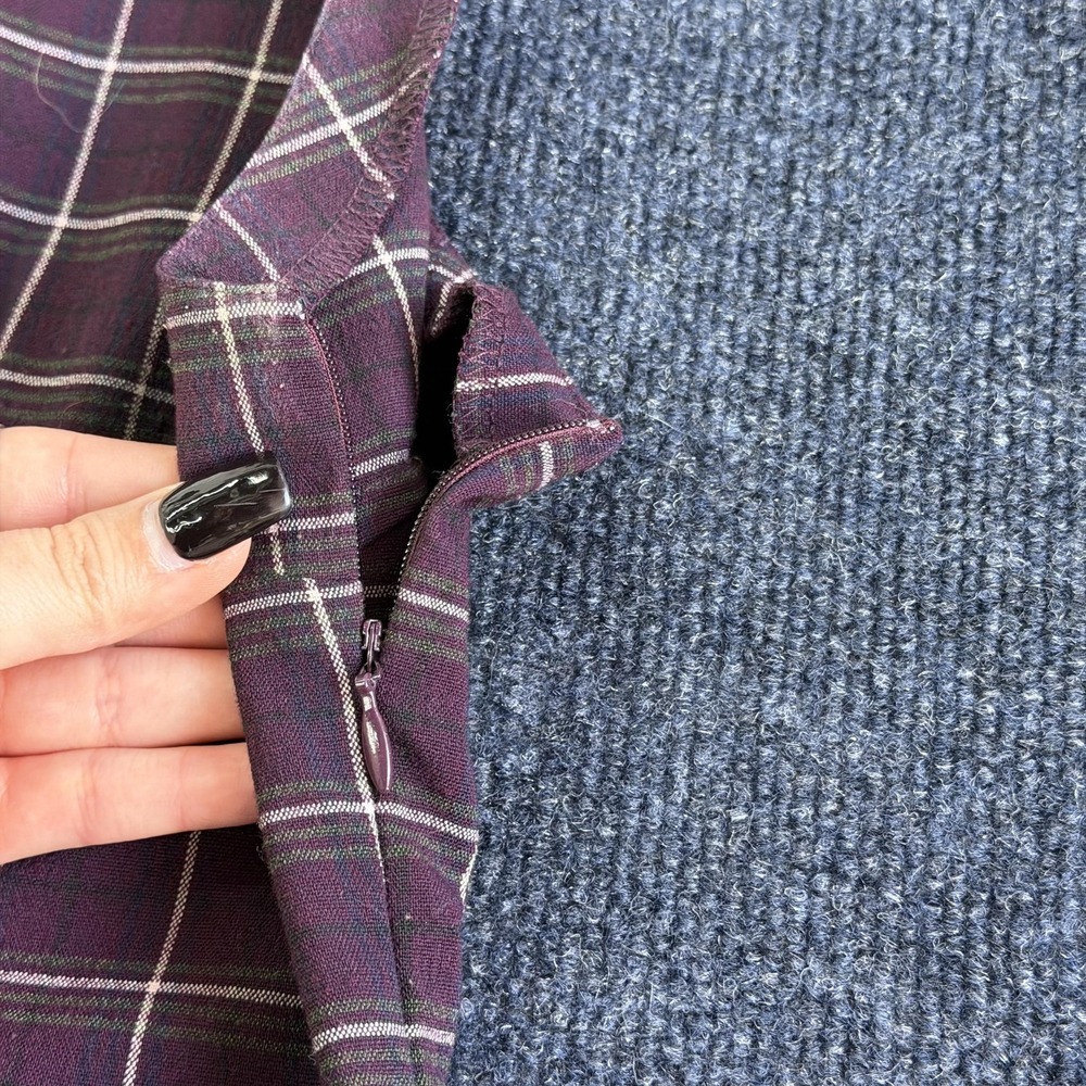 Y2K American Eagle Outfitters Dress Womens 14 Purple Plaid Shift Shirt Short - Picture 5 of 10